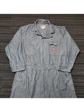 Dickies Herringbone Coveralls XL Regular Blue Stripe Workwear Mechanic